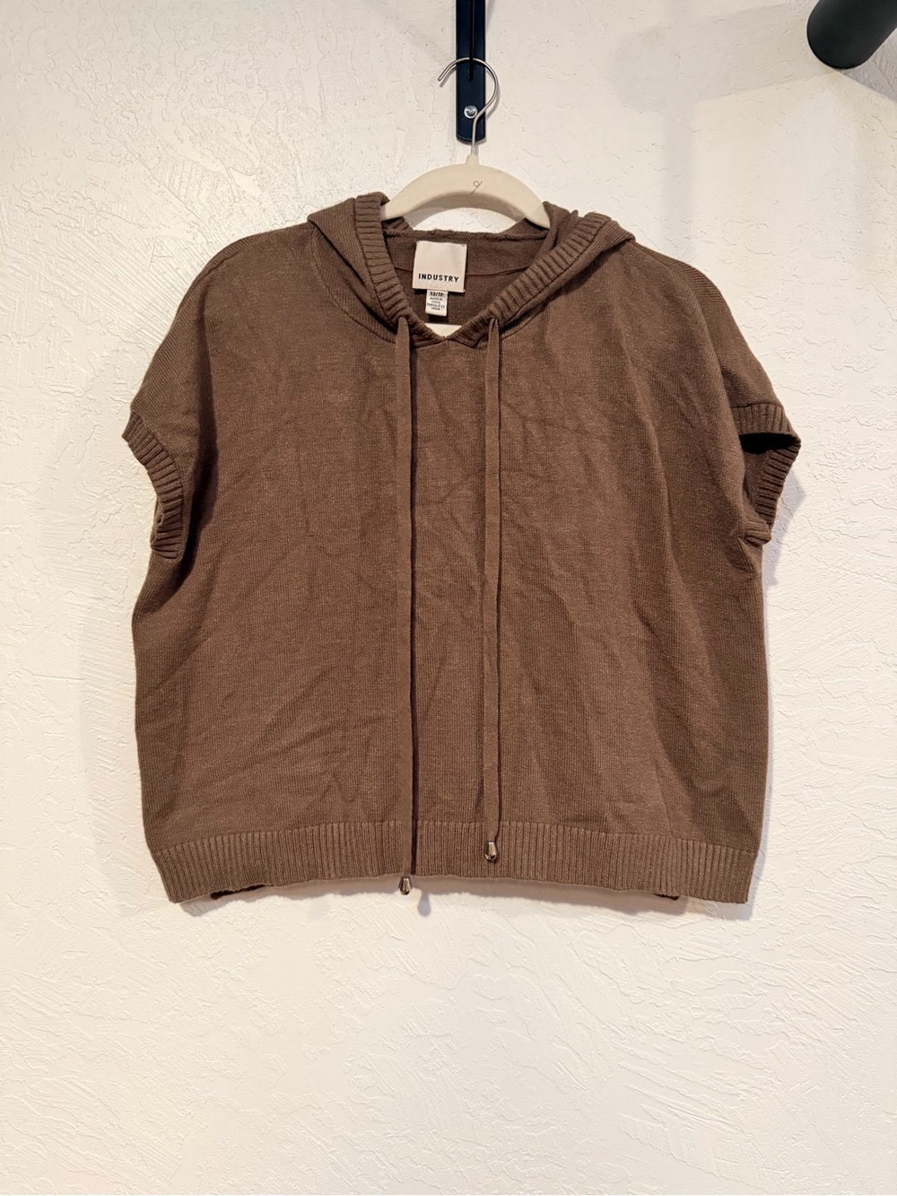 Industry-Brown Hooded Knit sleeveless Sweater